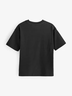 Next Black Relaxed Fit Short Sleeve T-Shirt (3-16yrs) Sale