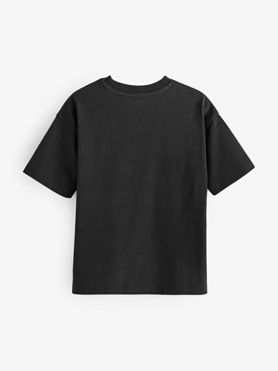 Next Black Relaxed Fit Short Sleeve T-Shirt (3-16yrs) Sale