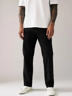 Next Black Relaxed Fit Stretch Chinos Trousers Outlet