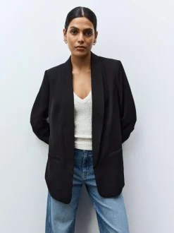 Next Black Relaxed Ruched Sleeve Blazer Clearance
