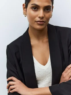 Next Black Relaxed Ruched Sleeve Blazer Clearance