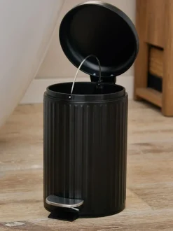 Next Black Rib Soft Close 3 Litre Pedal Bin