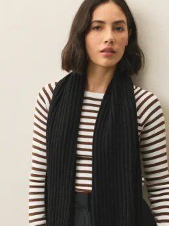 Next Ribbed Knit Scarf Black Sale