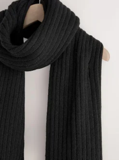 Next Ribbed Knit Scarf Black Sale