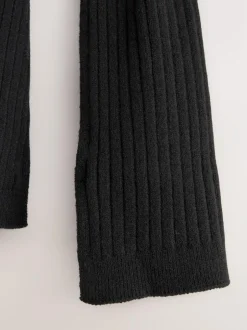 Next Ribbed Knit Scarf Black Sale