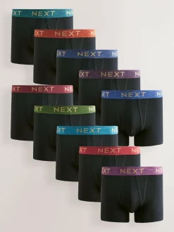 Next Black Rich Marl Waistband A-Front Boxers 10 Pack Sale