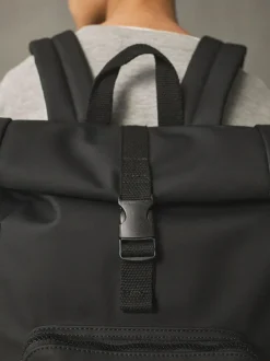 Next Roll Top Backpack Black Hot