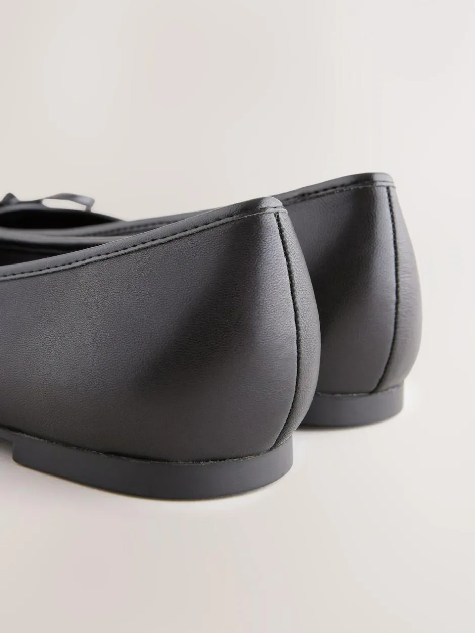 Next Round Toe Leather Ballerina Shoes Black Outlet