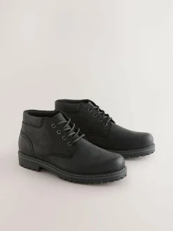Next Rugged Leather Ankle Boots Black Outlet