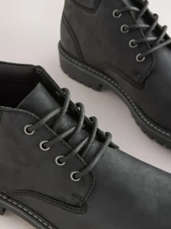 Next Rugged Leather Ankle Boots Black Outlet
