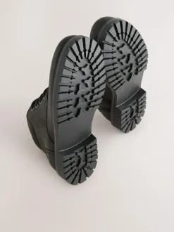 Next Rugged Leather Ankle Boots Black Outlet