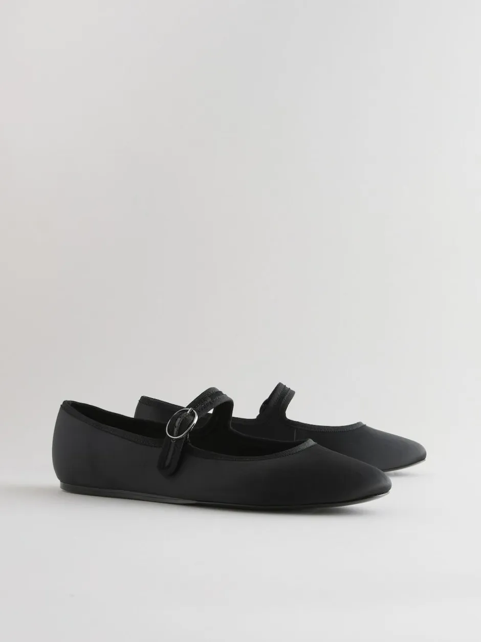 Next Forever Comfort Round Toe Buckle Detail Mary Jane Shoes Black Satin