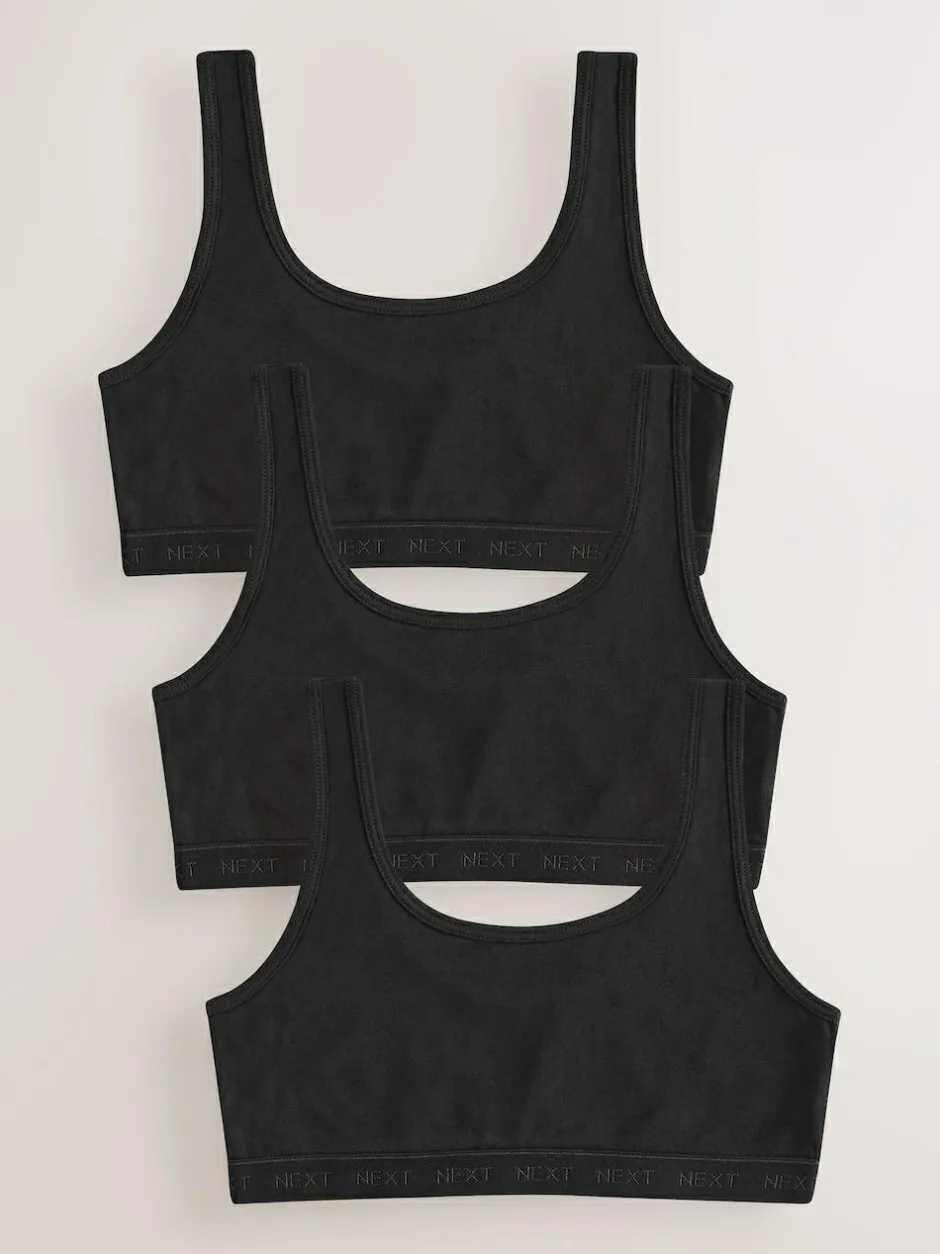 Next Black Scoop Crop Tops 3 Pack (5-16yrs) Hot