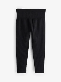 Next Black Seamless Ribbed High Waist Leggings (3-16yrs) Discount