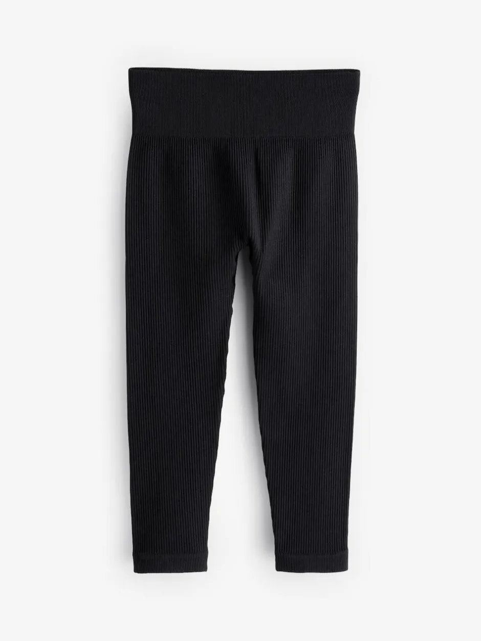 Next Black Seamless Ribbed High Waist Leggings (3-16yrs) Discount