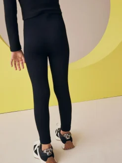 Next Black Seamless Ribbed High Waist Leggings (3-16yrs) Discount