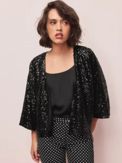 Next Sequin Jacket Black New