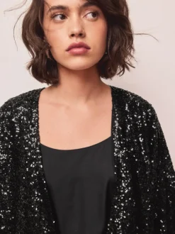 Next Sequin Jacket Black New
