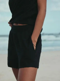 Next Black Shirred Jersey Shorts Hot