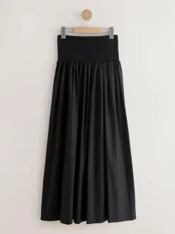 Next Shirred Maxi Skirt Black New