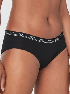 Next Short Cotton Logo Knickers 4 Pack Black