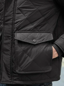 Next Black Shower Resistant Diamond Quilt Corduroy Collared Jacket Best