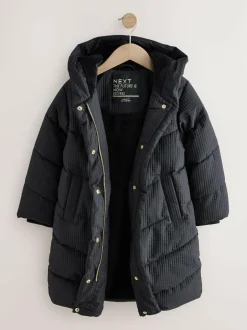 Next Black Shower Resistant Longline Padded Coat (3-16yrs) Outlet