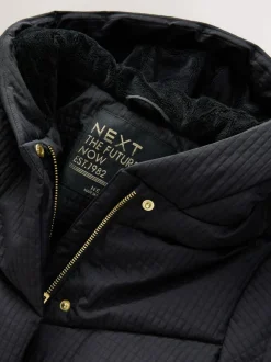 Next Black Shower Resistant Longline Padded Coat (3-16yrs) Outlet