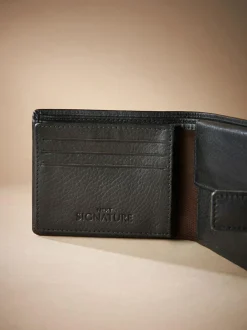 Next Signature Leather Extra Capacity Wallet Black New