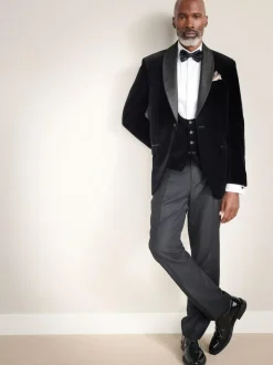 Next Black Signature Pontoglio Italian Velvet Waistcoat Clearance