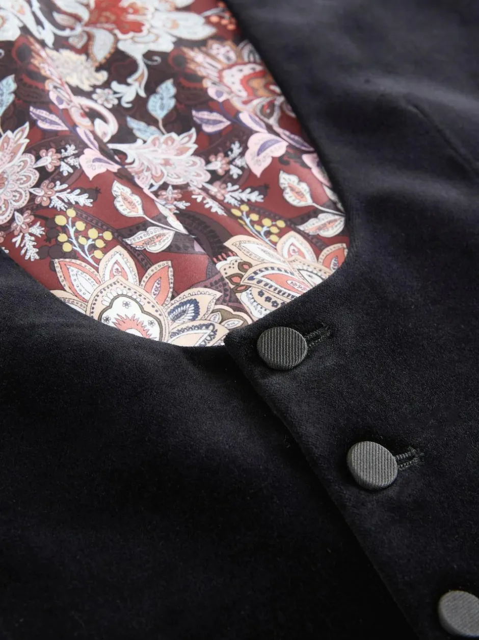 Next Black Signature Pontoglio Italian Velvet Waistcoat Clearance