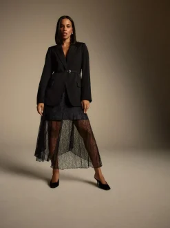 Next Black Single Breasted Skinny Belt Blazer New