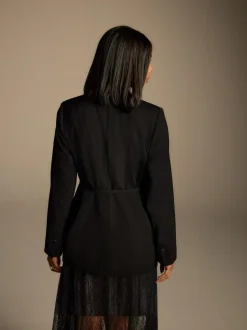 Next Black Single Breasted Skinny Belt Blazer New