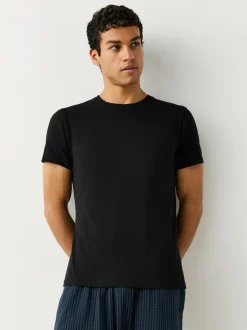 Next Slim Fit 100% Cotton Layering T-Shirts 2 Pack Black Sale