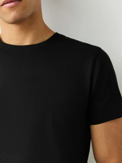 Next Slim Fit 100% Cotton Layering T-Shirts 2 Pack Black Sale