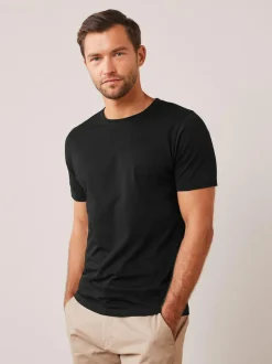 Next Black Slim Fit Essential Crew Neck Cotton T-Shirt