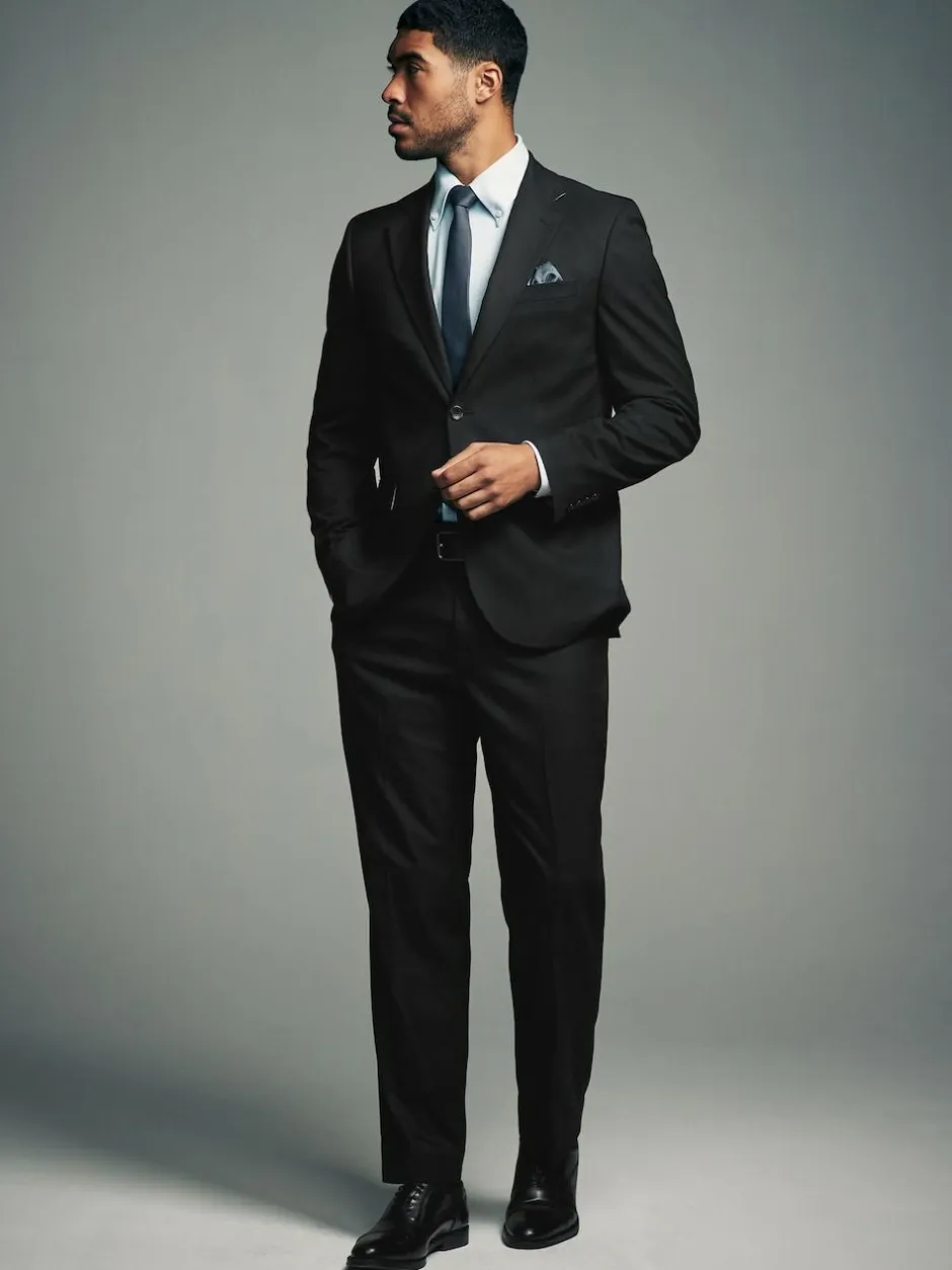 Next Slim Fit Flannel Suit Jacket Black Online