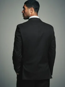 Next Slim Fit Flannel Suit Jacket Black Online