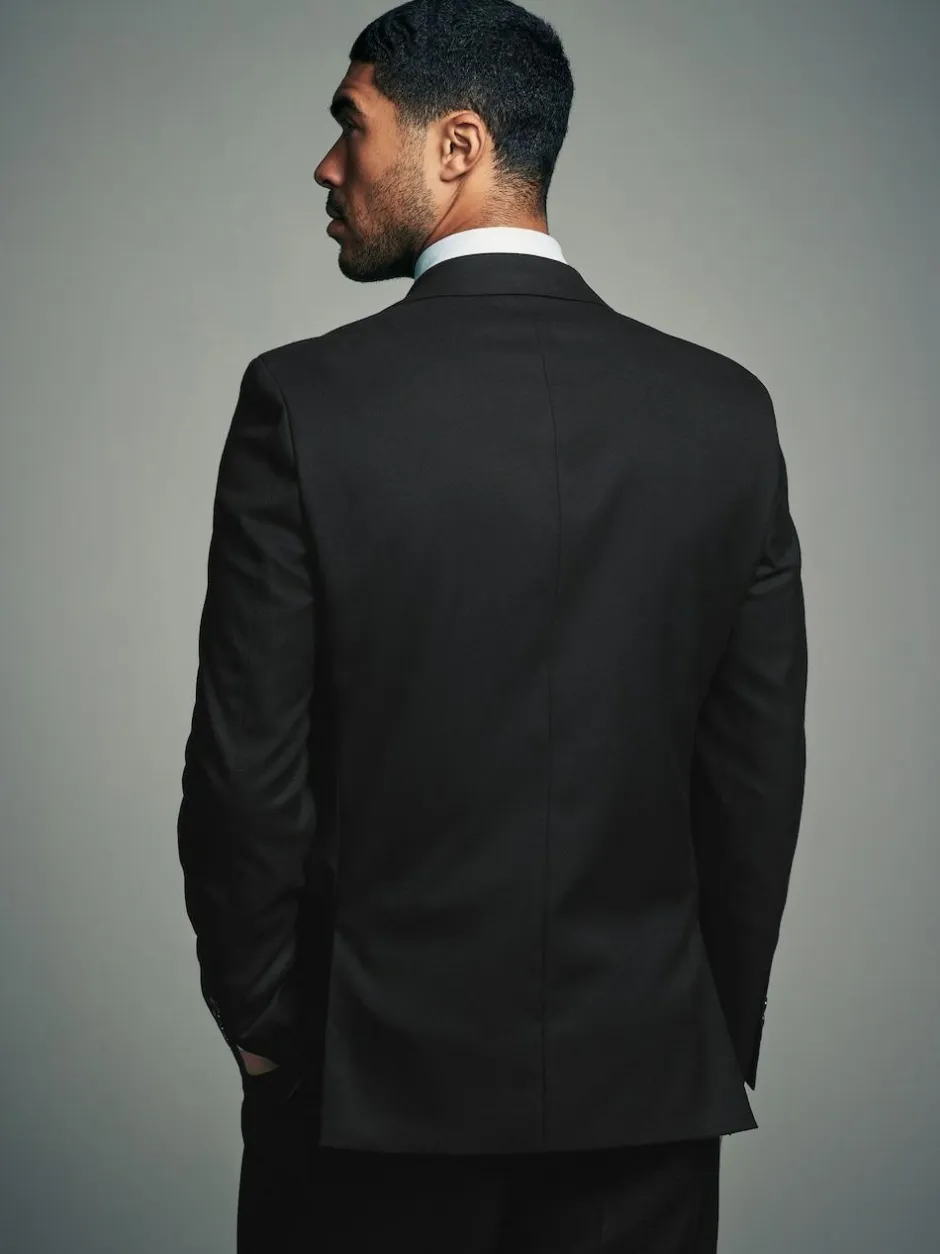 Next Slim Fit Flannel Suit Jacket Black Online