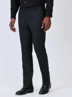 Next Slim Fit Jacquard Suit Trousers Black New