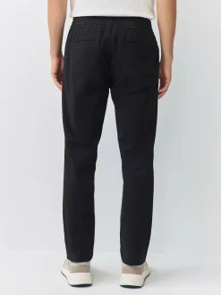Next Slim Fit Pleated Stretch Chinos Trousers With Elasticated Waist Black Discount
