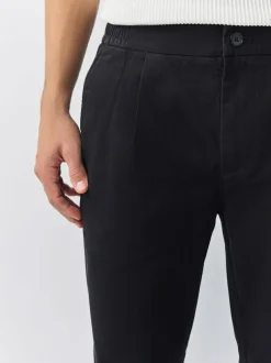 Next Slim Fit Pleated Stretch Chinos Trousers With Elasticated Waist Black Discount