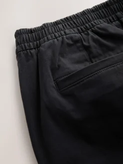 Next Slim Fit Pleated Stretch Chinos Trousers With Elasticated Waist Black Discount