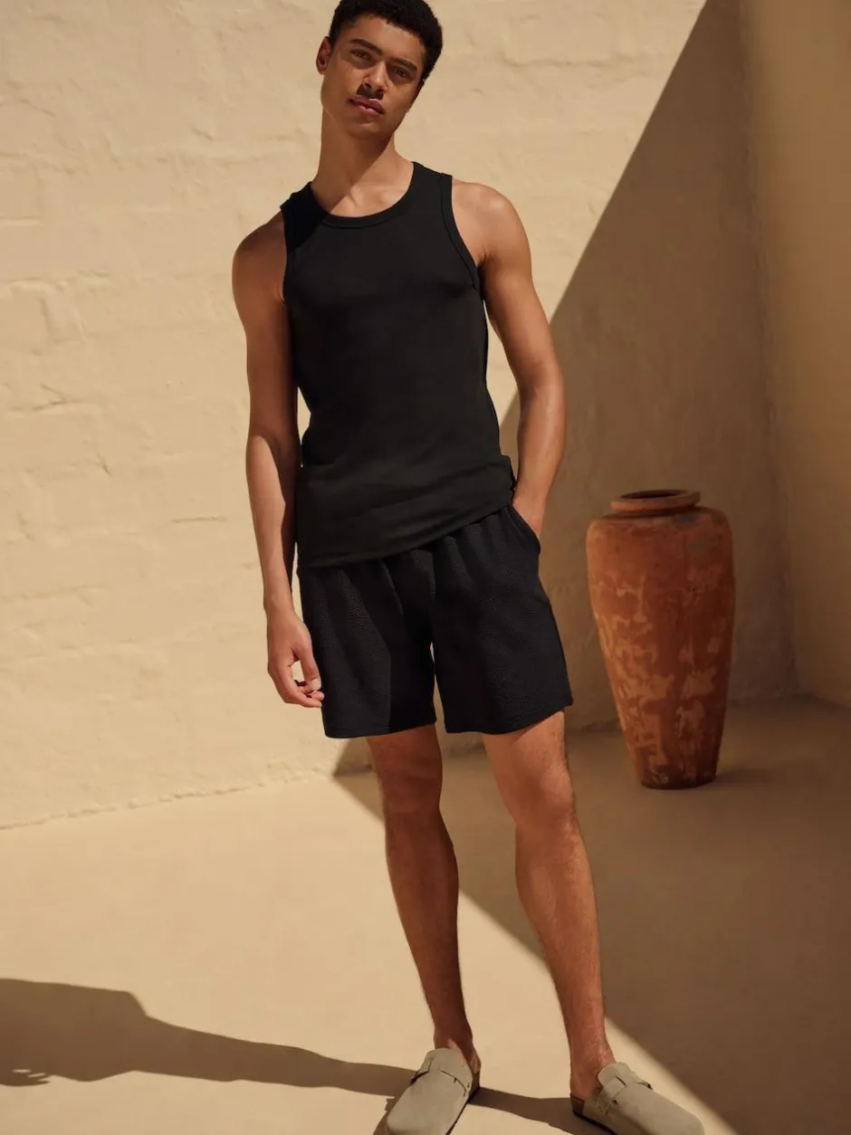 Next Slim Fit Ribbed Vest Black Discount