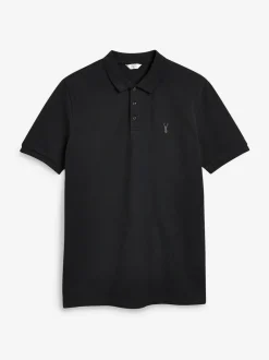 Next Black Slim Fit Short Sleeve Pique Polo Shirt Online