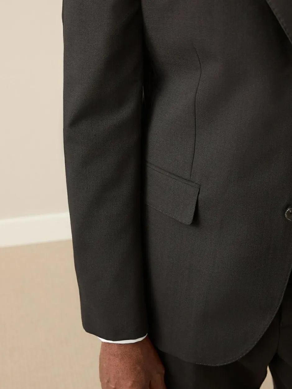 Next Slim Fit Signature Nova Fides 100% Italian Wool Suit Jacket Black Discount