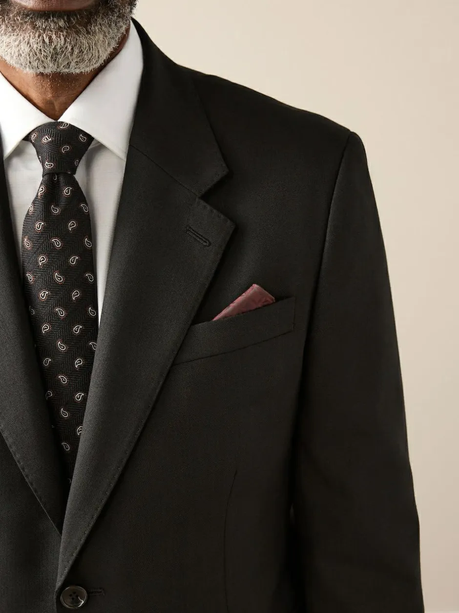 Next Slim Fit Signature Nova Fides 100% Italian Wool Suit Jacket Black Discount