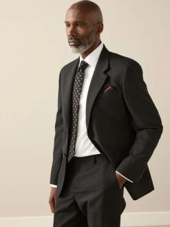 Next Slim Fit Signature Nova Fides 100% Italian Wool Suit Jacket Black Discount