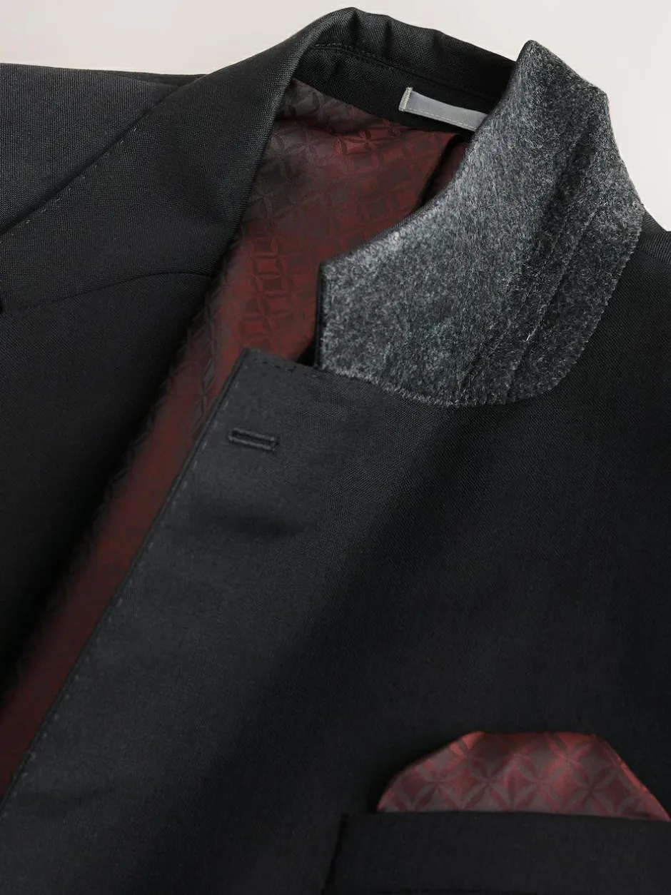 Next Slim Fit Signature Nova Fides 100% Italian Wool Suit Jacket Black Discount