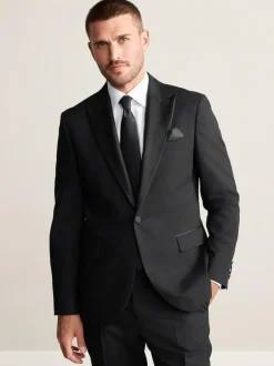 Next Black Slim Fit Signature Nova Fides 100% Italian Wool Tuxedo Suit Jacket Sale